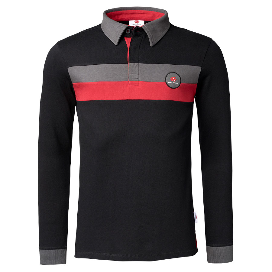 Мужская рубашка поло с длинными рукавами чёрного цвета